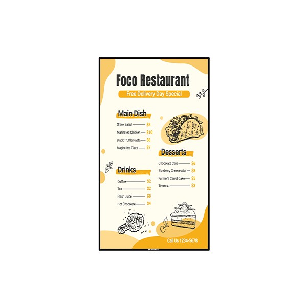 صفحه منوی دیجیتال